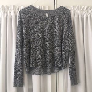 EUC LS Cropped High Low Top